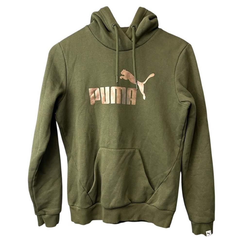 Puma Gold and Green Hooded Sweater Size Small